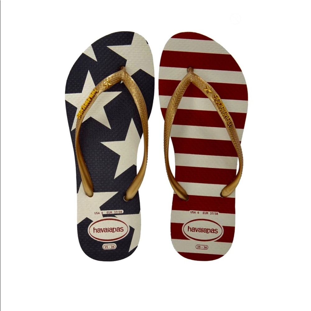 Havainas American flag flip flops